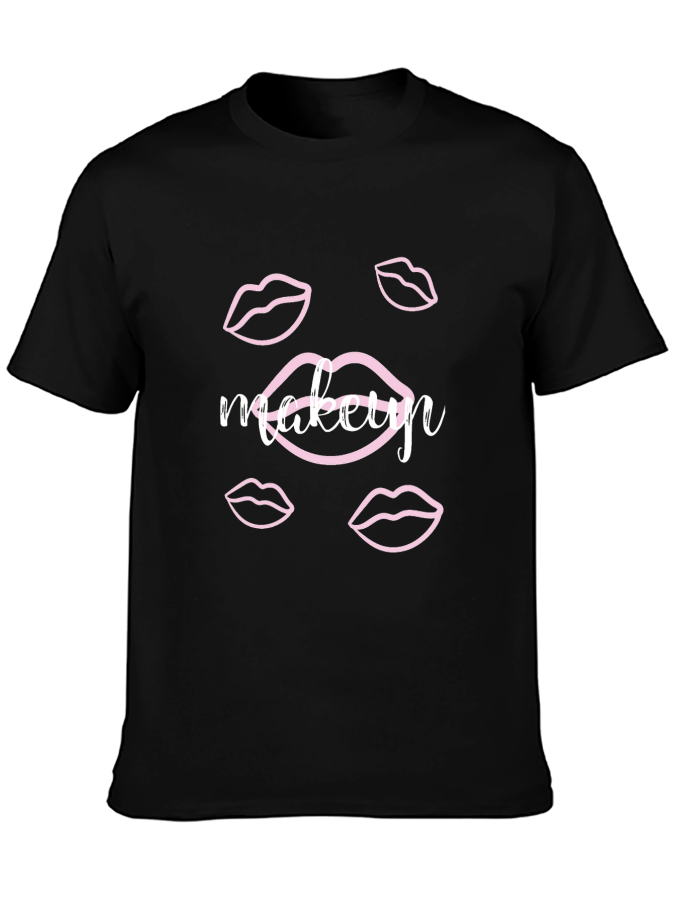 Makeup Lips Graphic Black T-Shirt