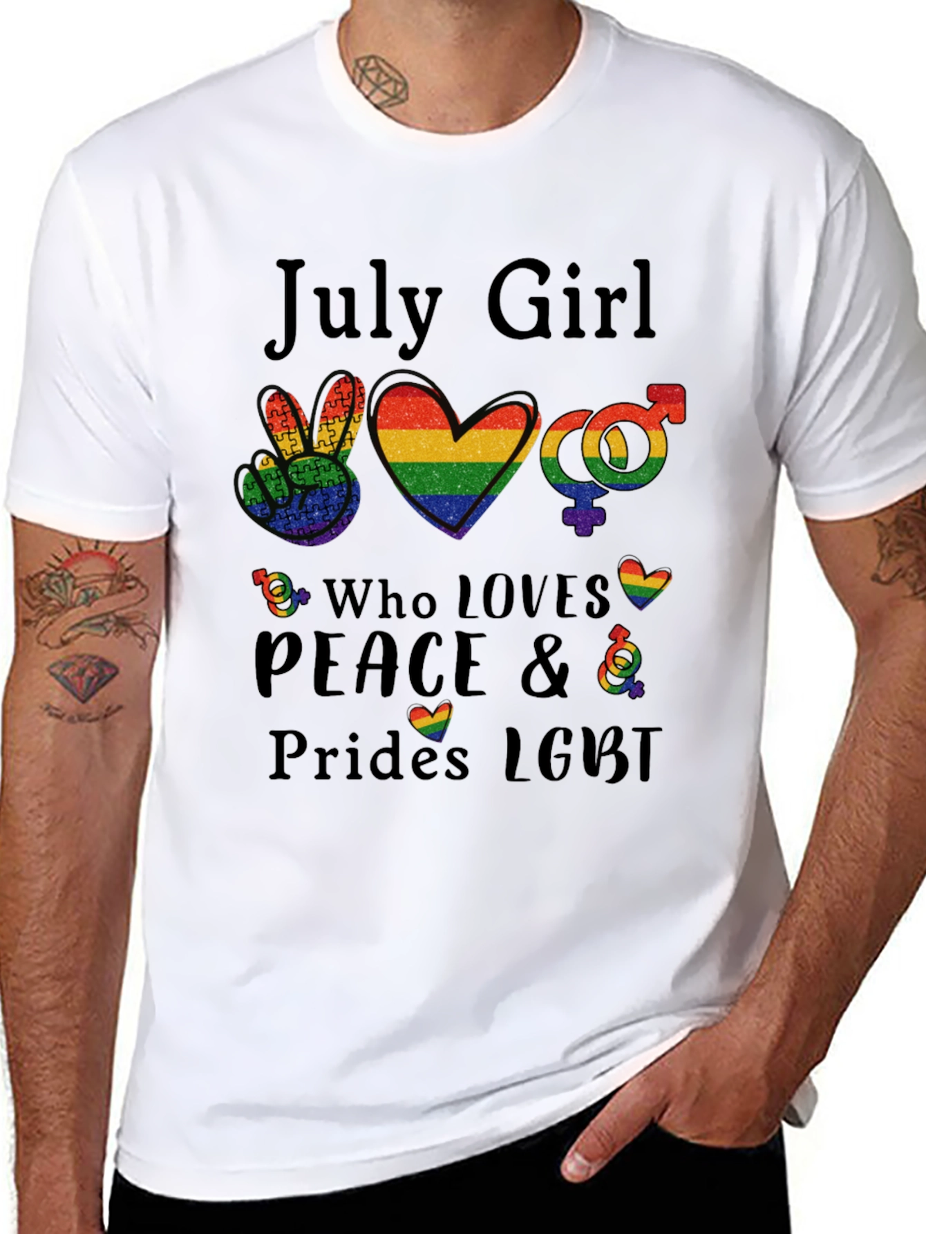 July Girl LGBT Pride Rainbow T-Shirt