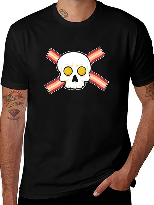 Bacon Skull Graphic T-Shirt - Novelty Foodie Tee
