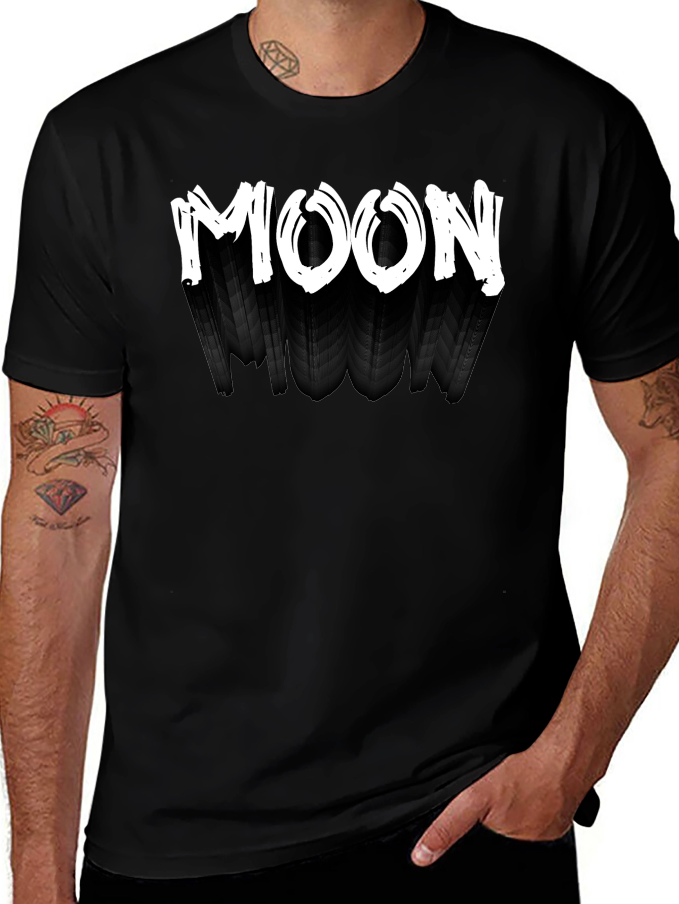 Mens Black T-Shirt - MOON Design