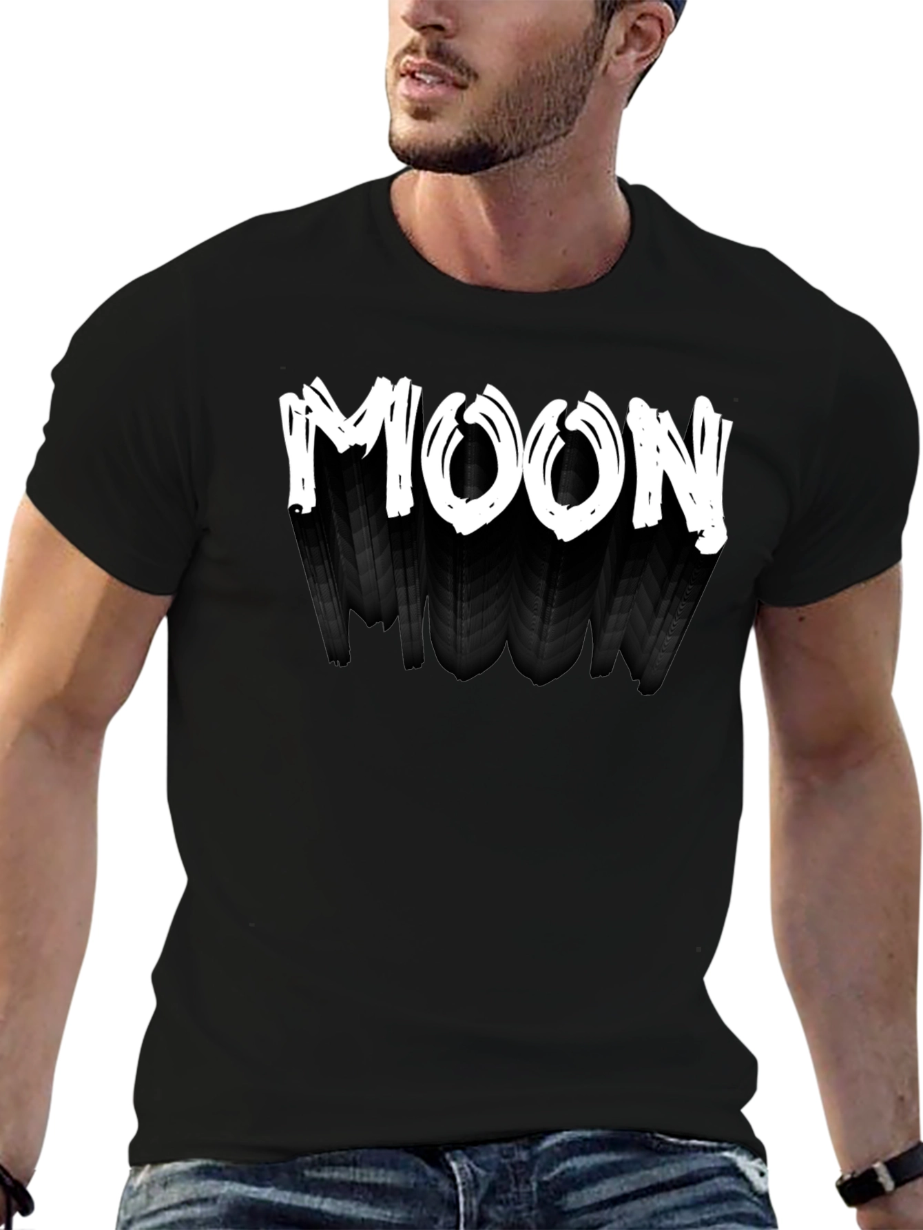 Mens Black T-Shirt - MOON Design