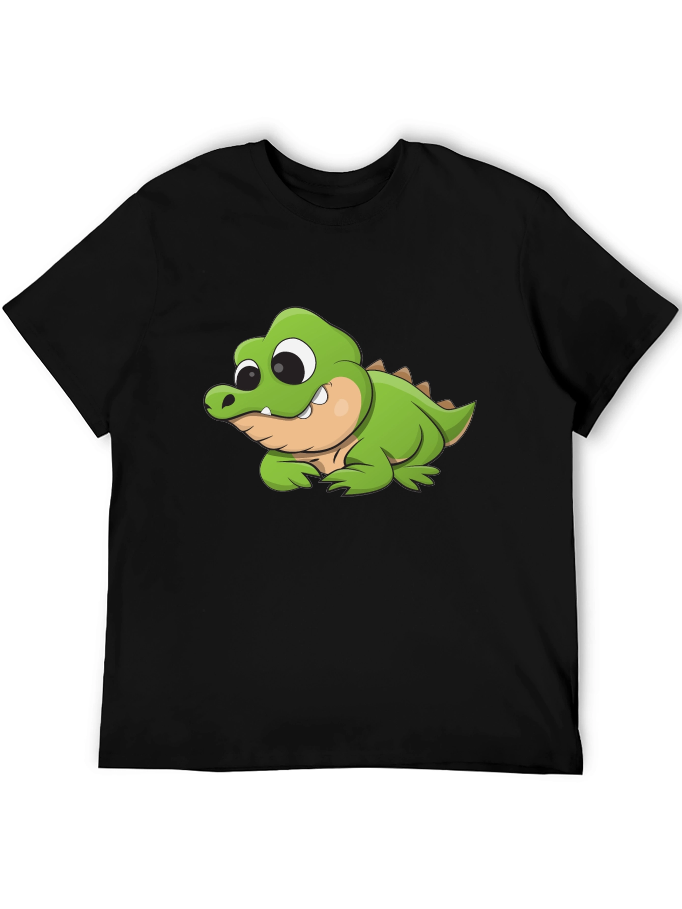 Cartoon Crocodile Graphic Black T-Shirt