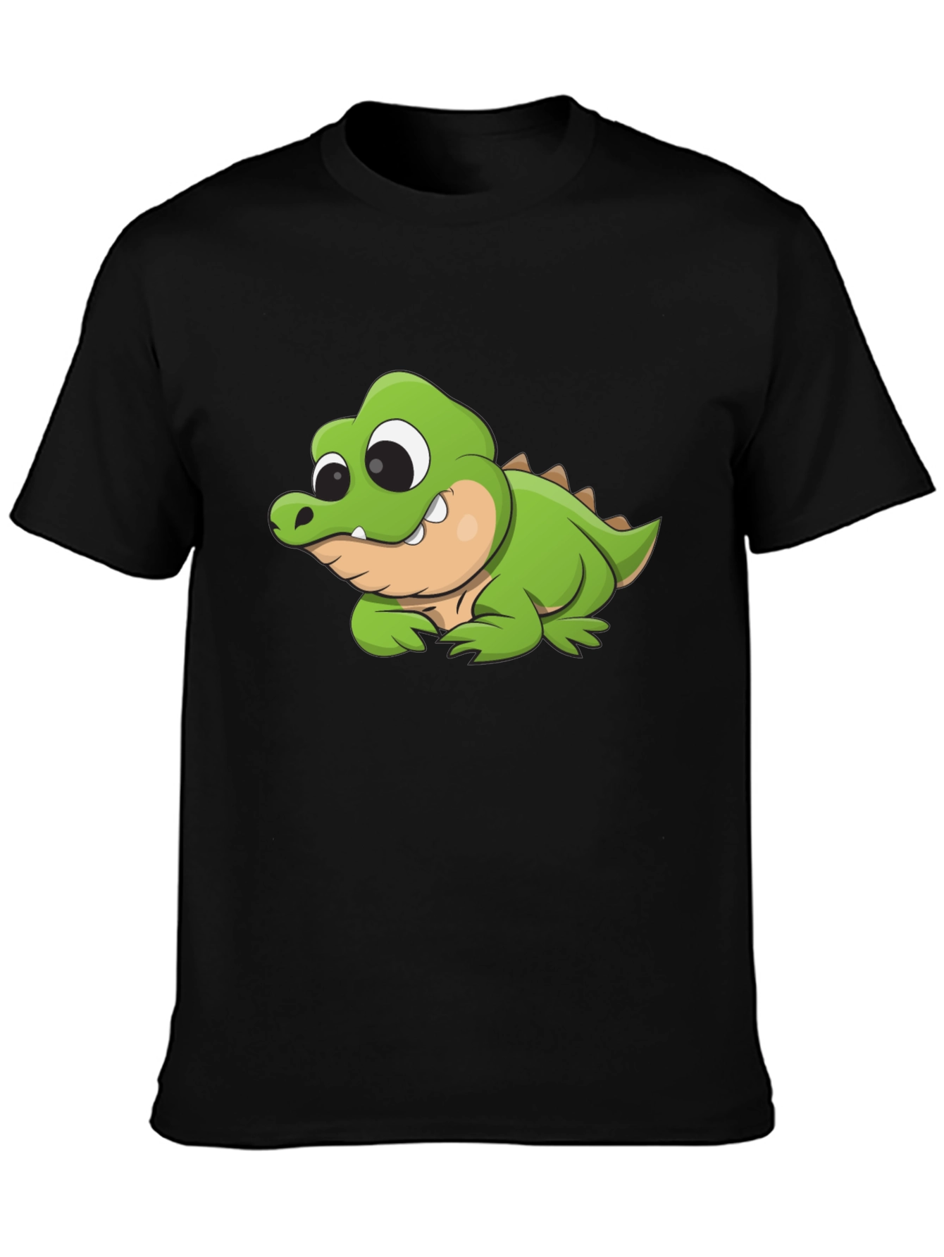 Cartoon Crocodile Graphic Black T-Shirt
