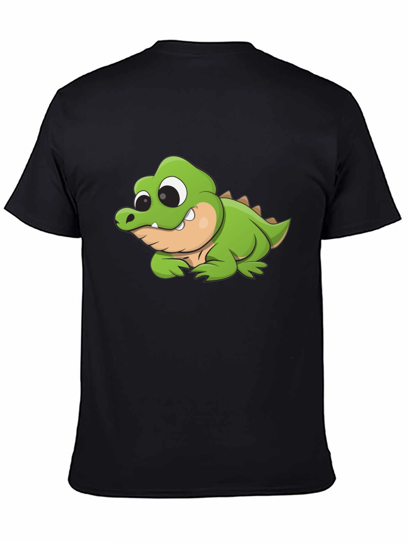 Cartoon Crocodile Graphic Black T-Shirt