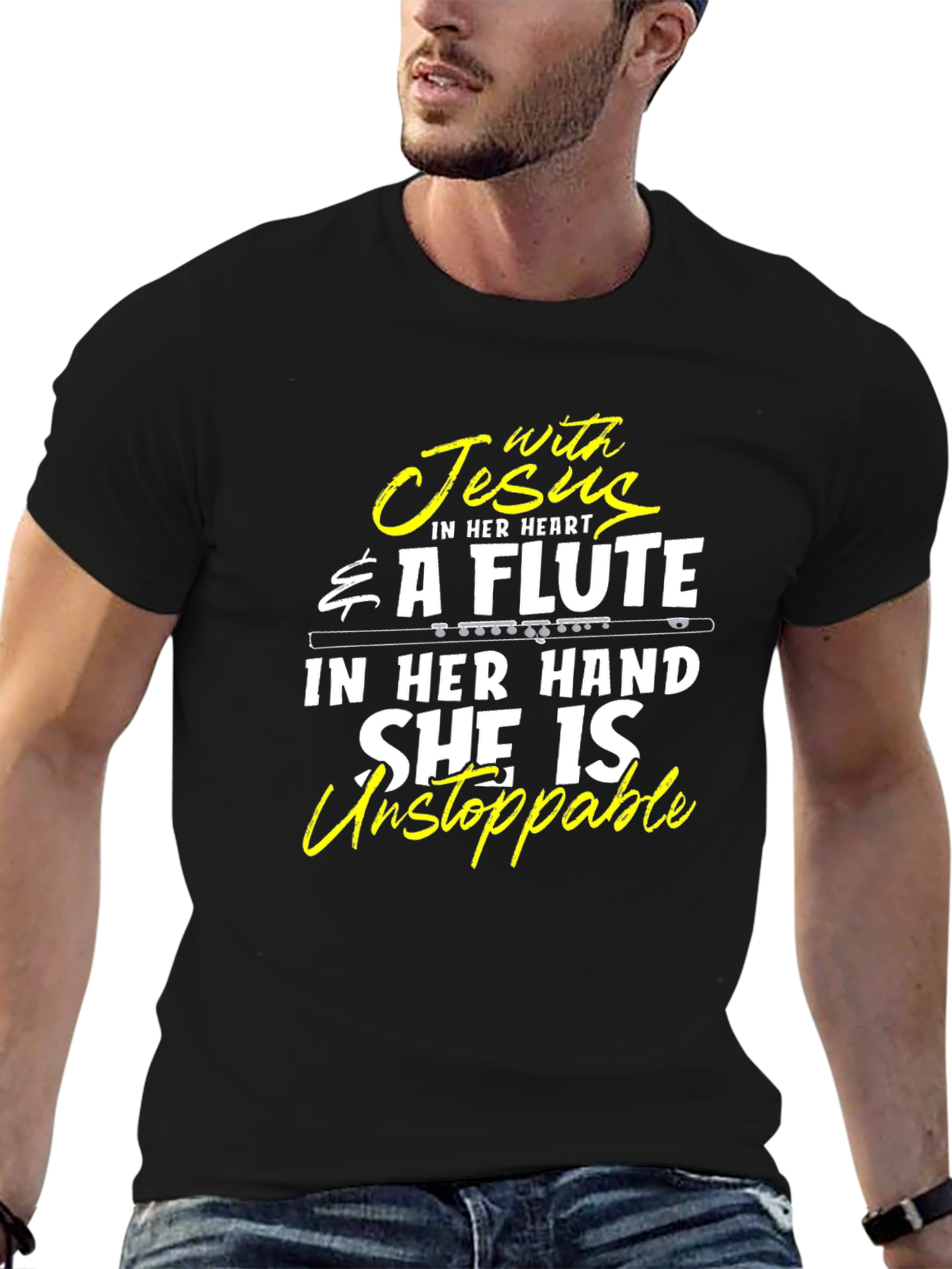 Jesus In Her Heart Flute Player T-Shirt