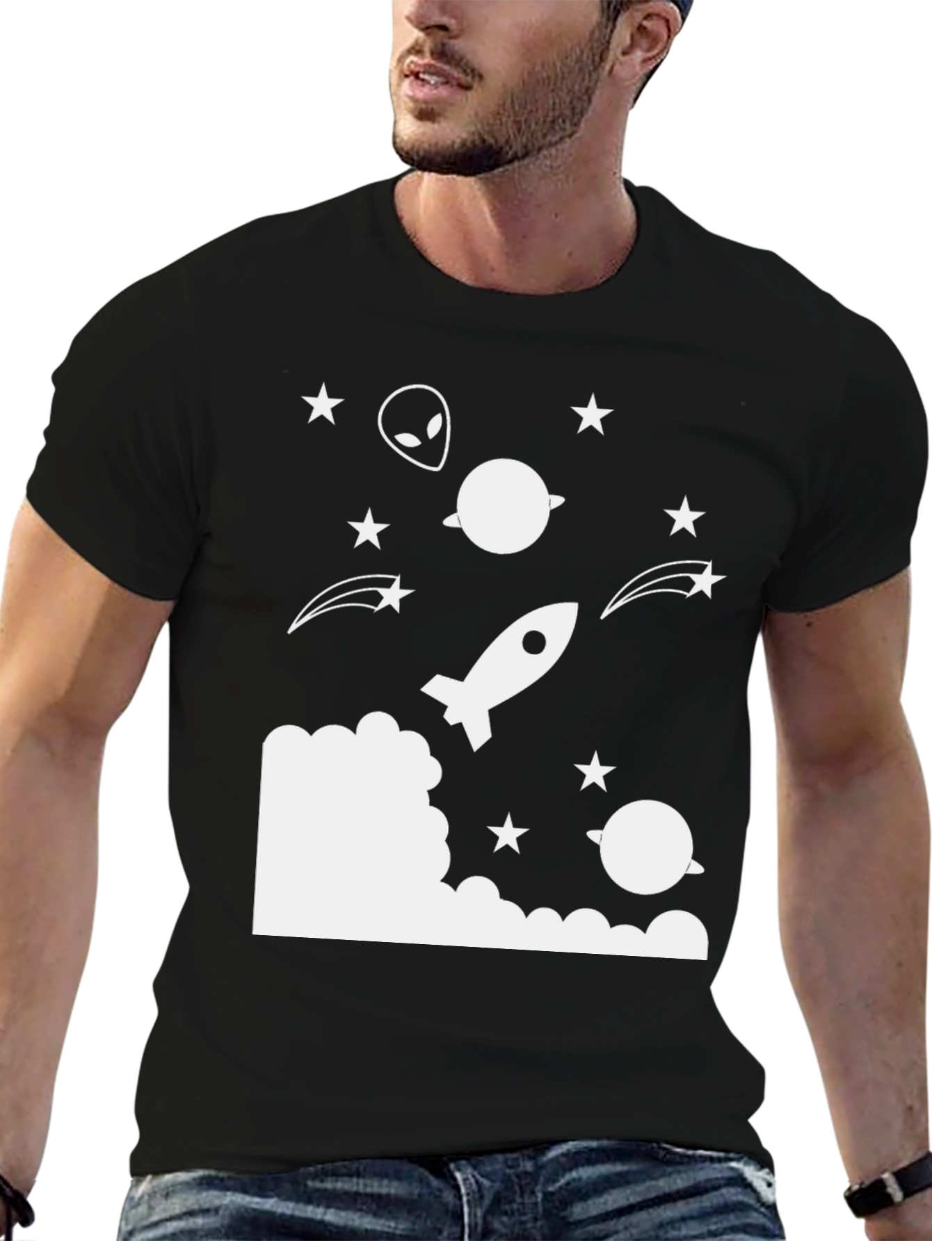Cosmic Dreams Tee - Rocket Alien & Stars T-Shirt