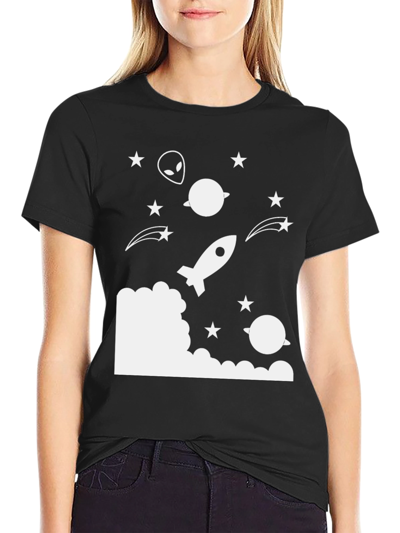 Cosmic Dreams Tee - Rocket Alien & Stars T-Shirt