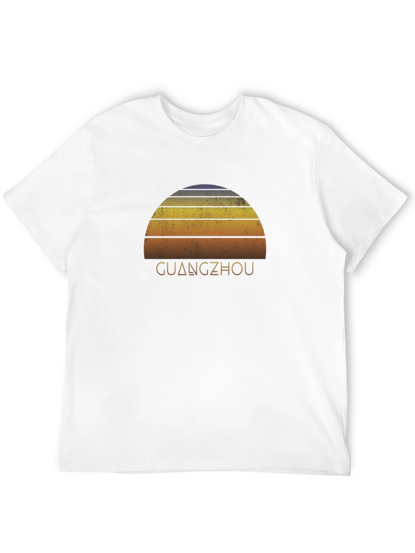 Guangzhou Sunset Graphic Tee - Retro Style Black T-Shirt