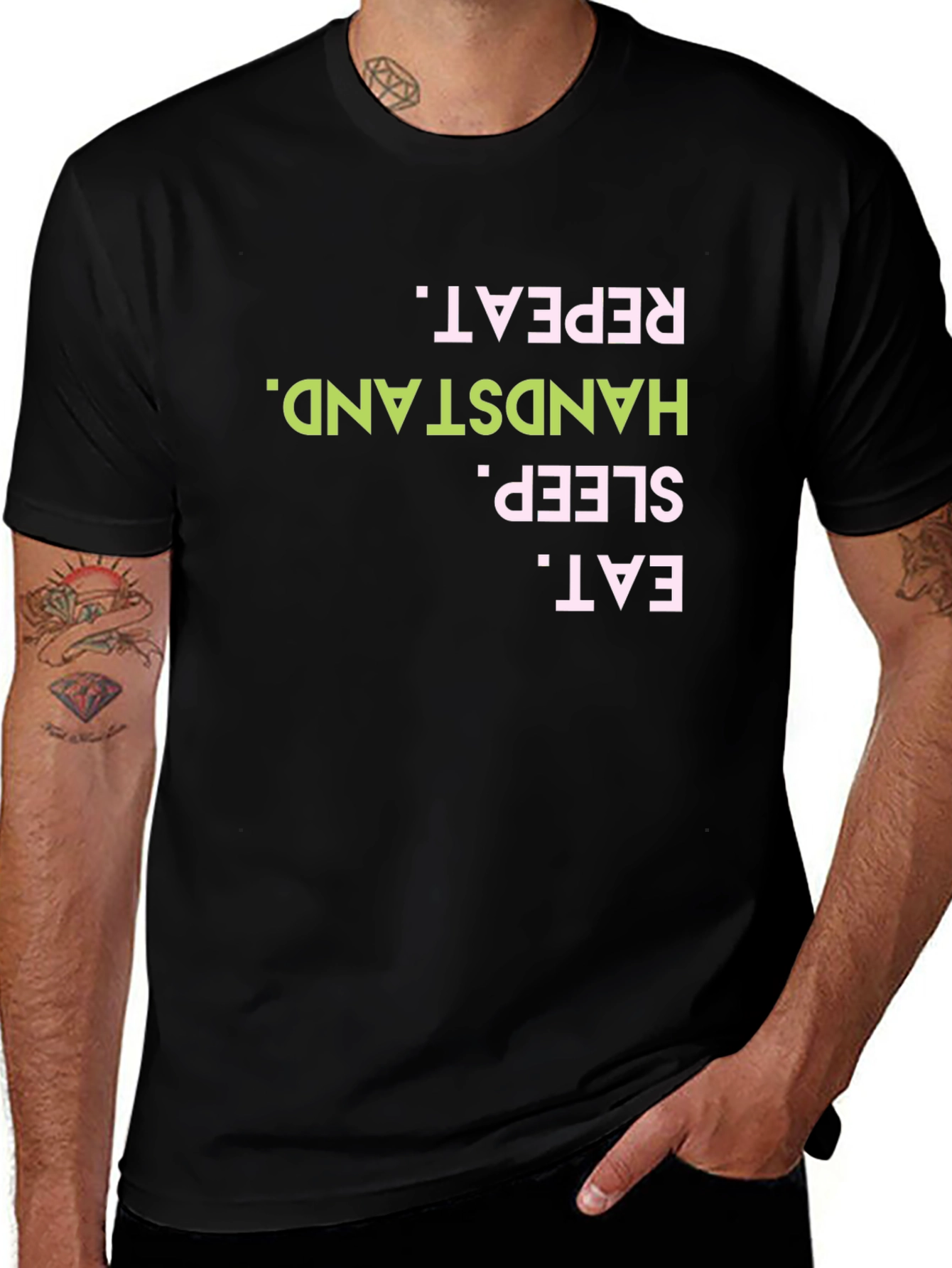 Eat Sleep Handstand Repeat Black Tee