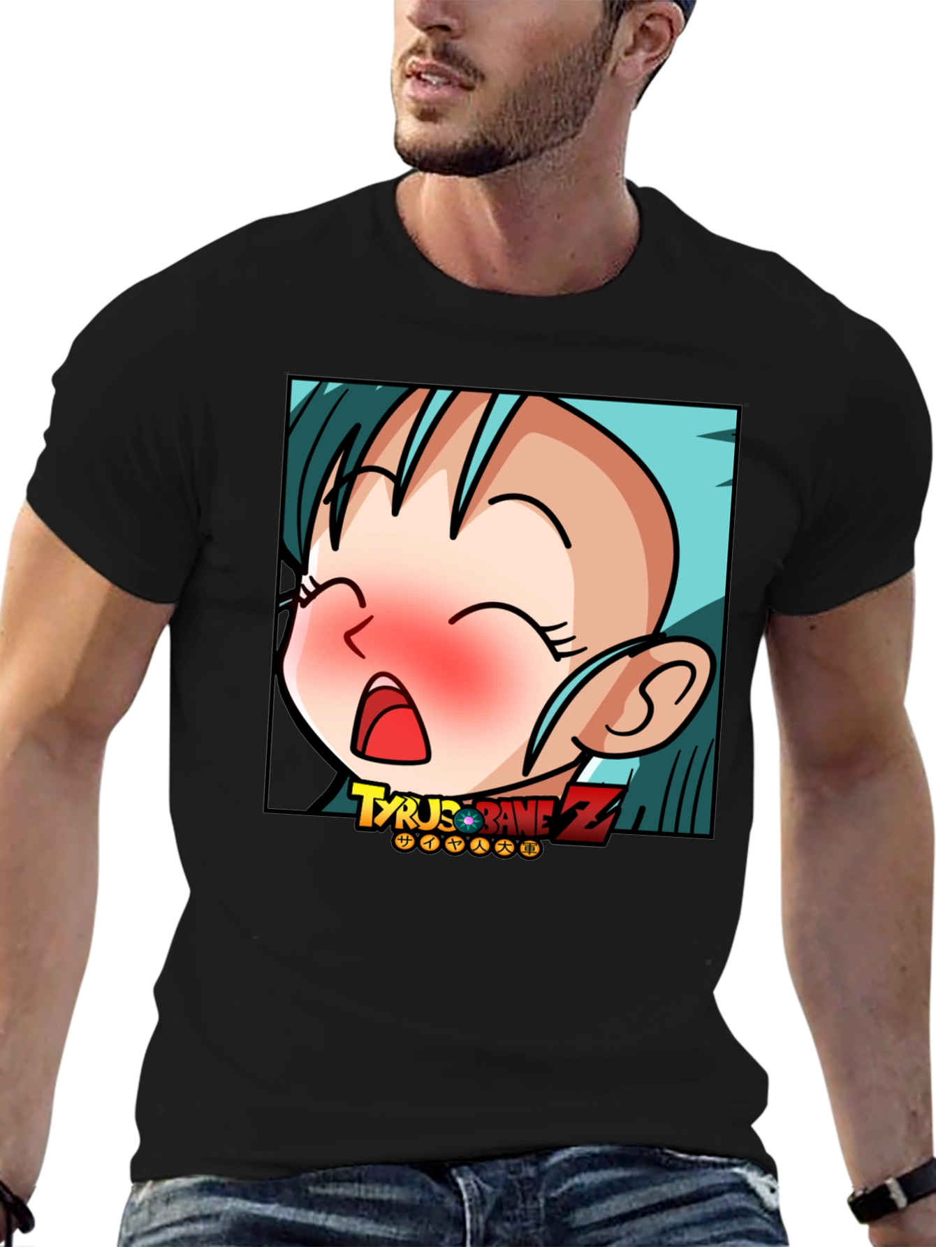 Anime Cartoon Graphic Print Black T-Shirt