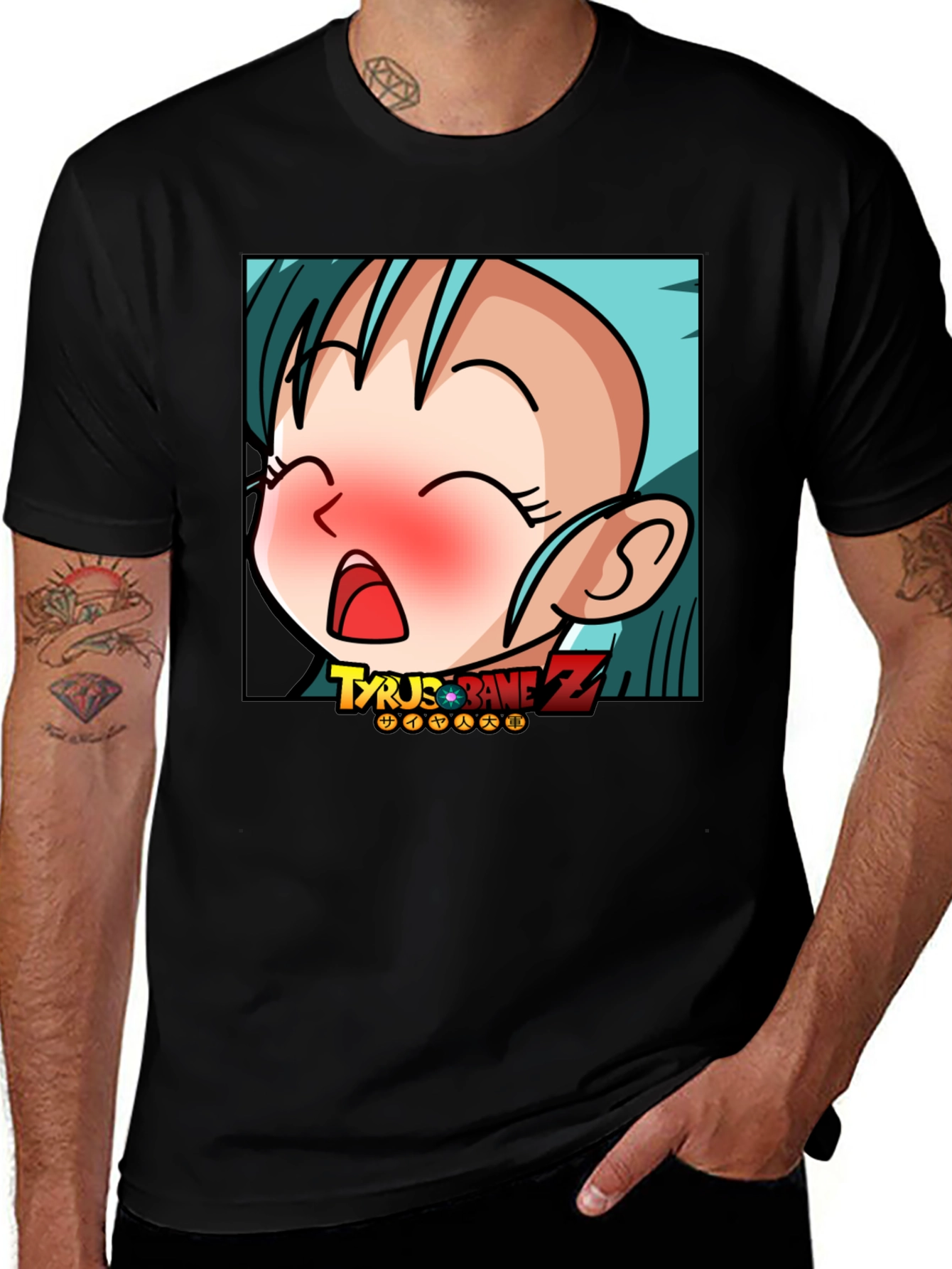 Anime Cartoon Graphic Print Black T-Shirt
