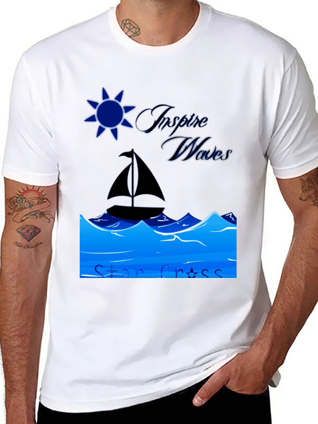 Inspire Waves T-Shirt - Star Cross Sailing Design