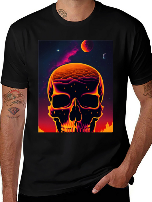 Cosmic Skull Graphic Tee - Bold Outer Space Design