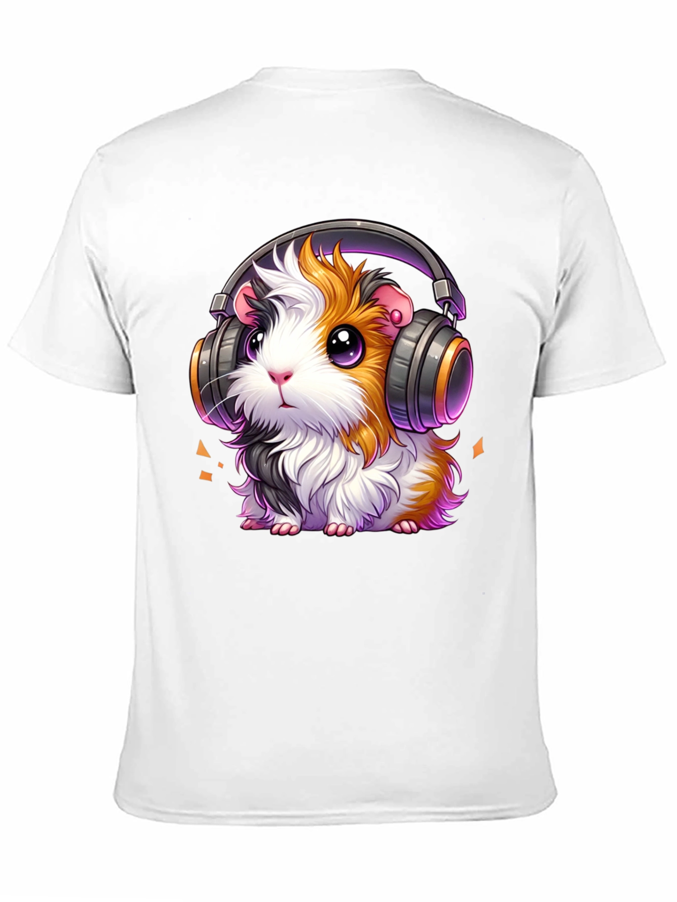 Guinea Pig Headphones Black T-Shirt