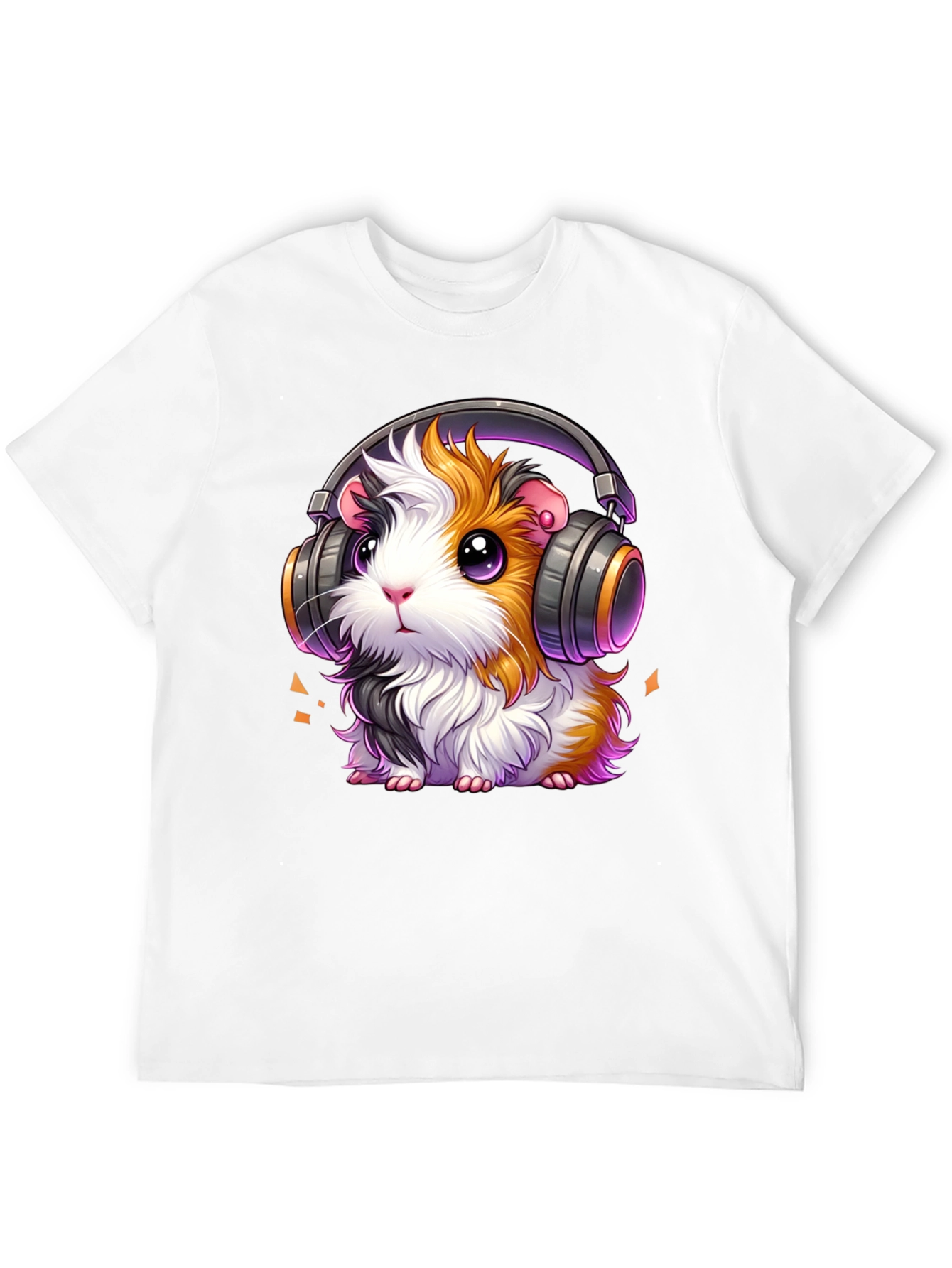 Guinea Pig Headphones Black T-Shirt