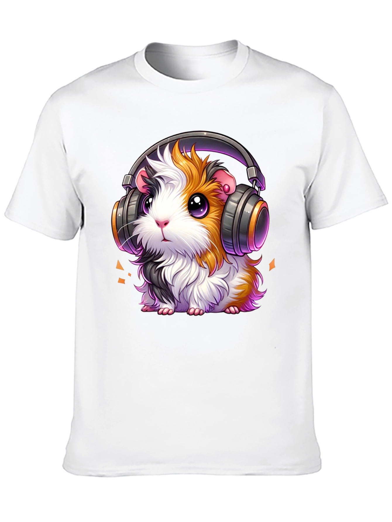 Guinea Pig Headphones Black T-Shirt