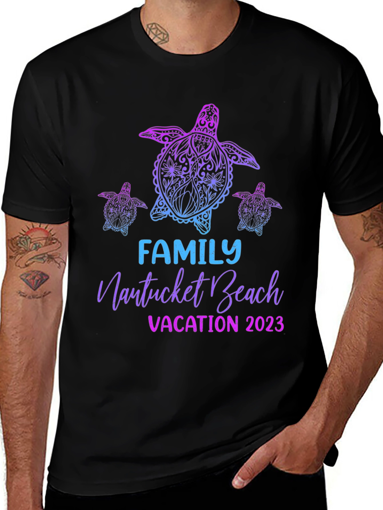 Family Nantucket Beach Vacation 2023 Turtle T-Shirt