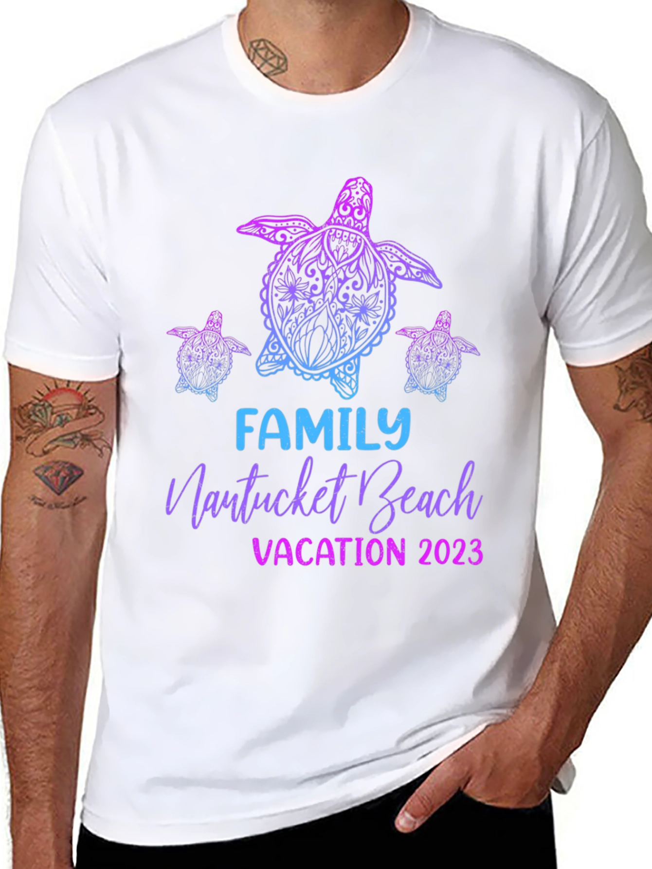 Family Nantucket Beach Vacation 2023 Turtle T-Shirt
