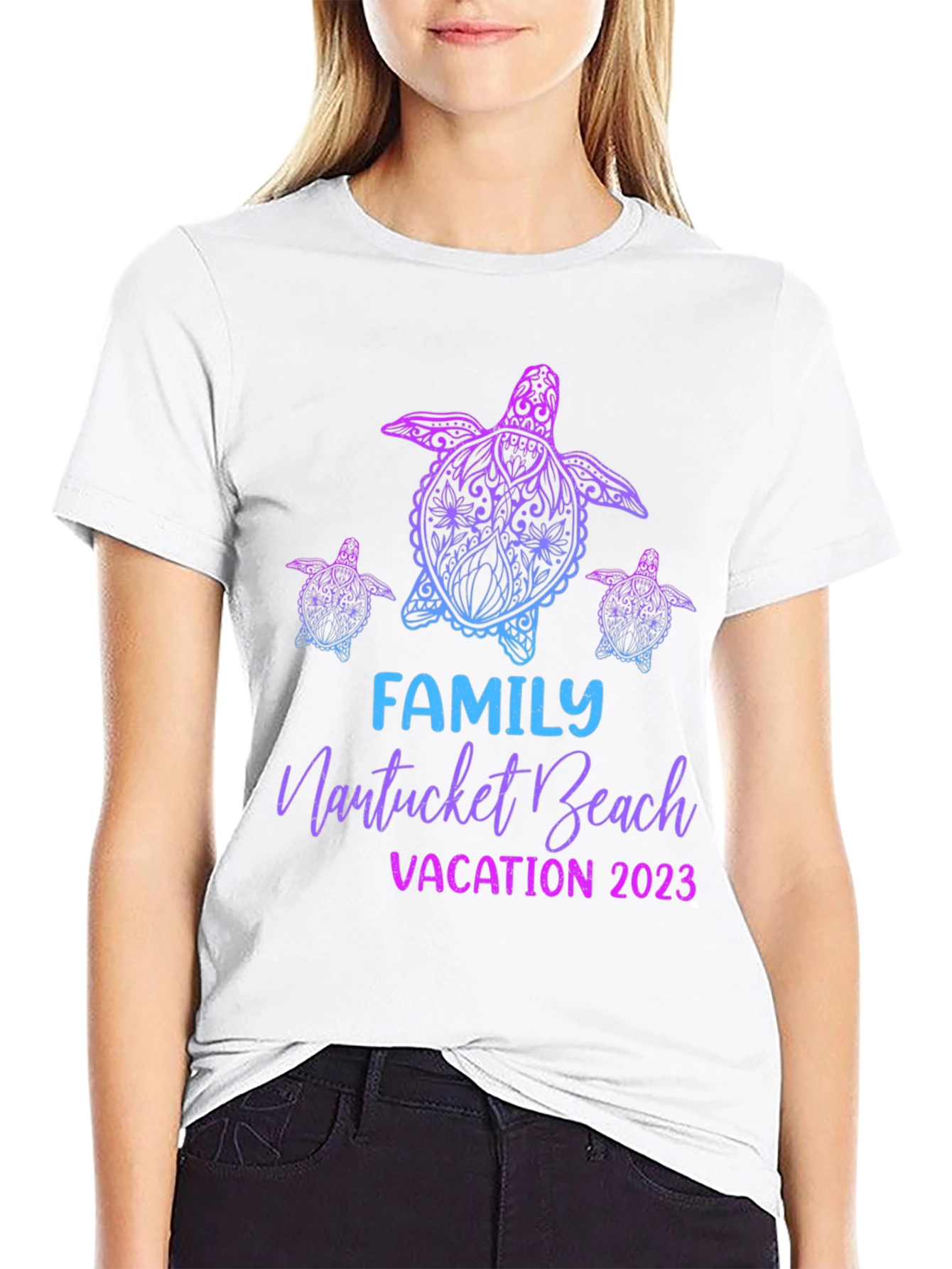 Family Nantucket Beach Vacation 2023 Turtle T-Shirt