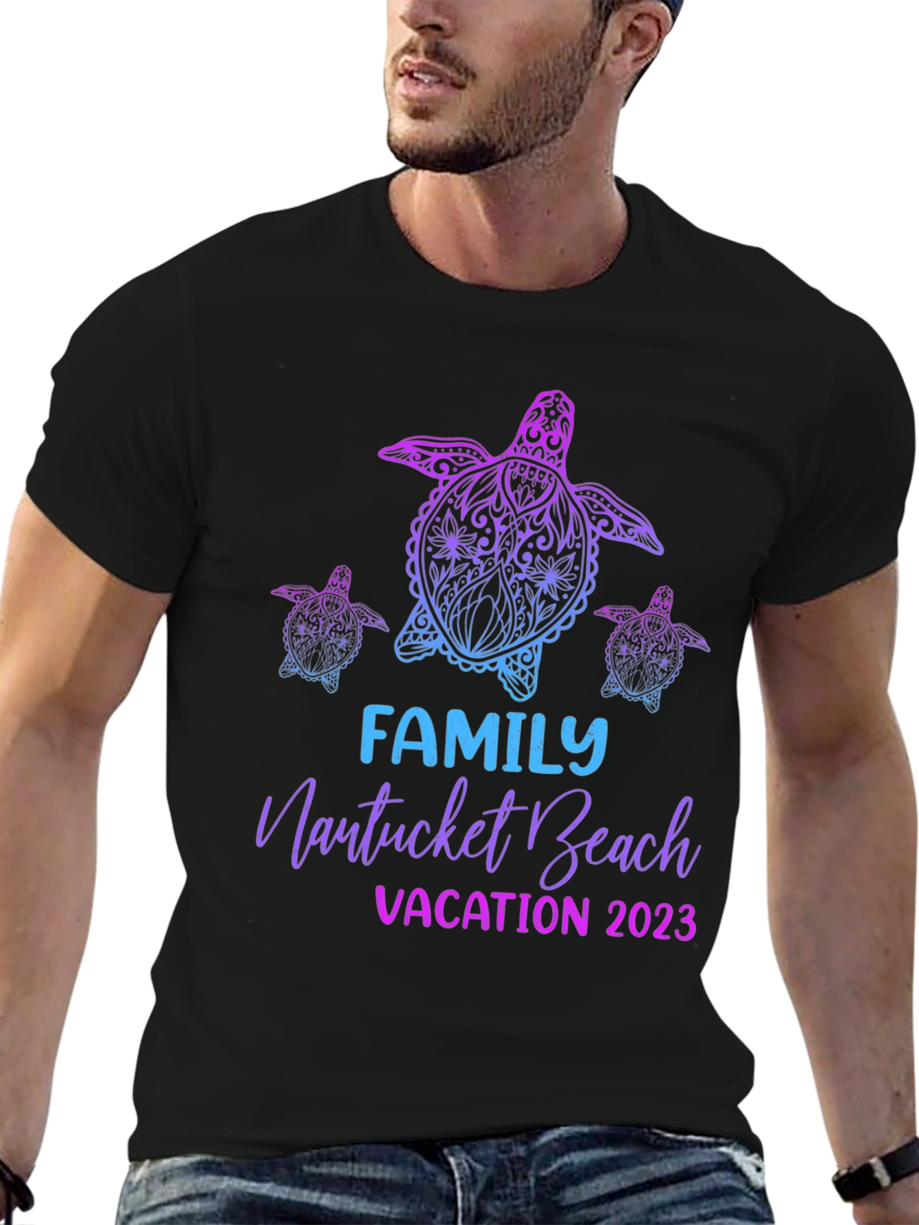 Family Nantucket Beach Vacation 2023 Turtle T-Shirt