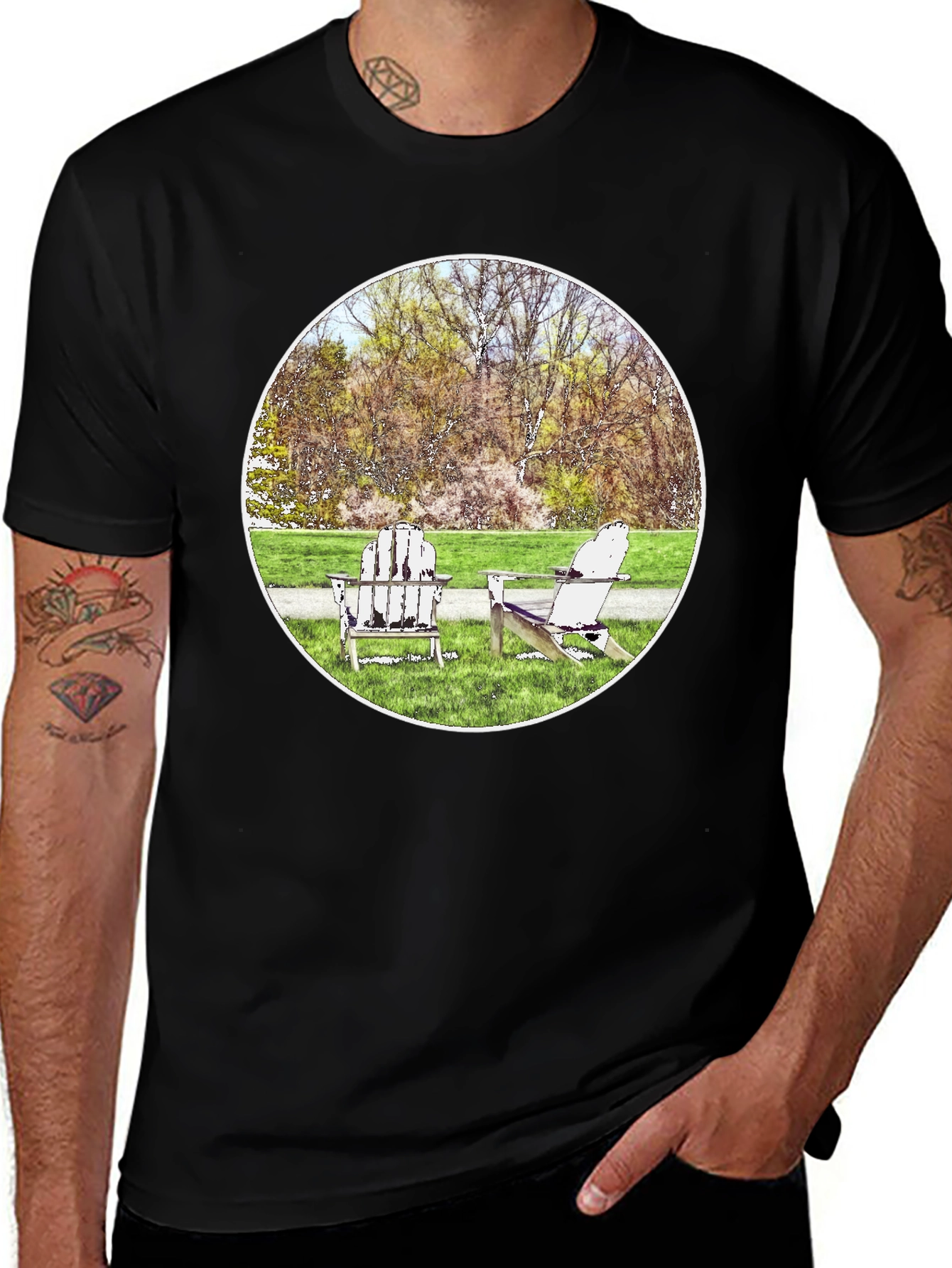 Relaxing Adirondack Chairs Graphic Tee - Comfort Fit