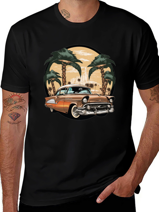 Vintage Car T-Shirt - Classic Palm Tree Design