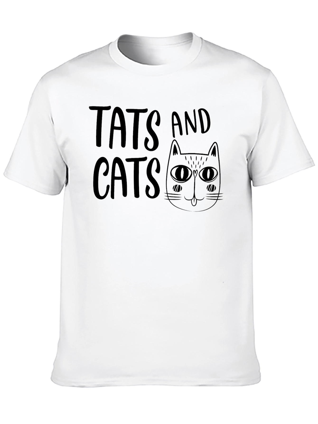 Tats and Cats Graphic Tee - Black Cotton T-Shirt