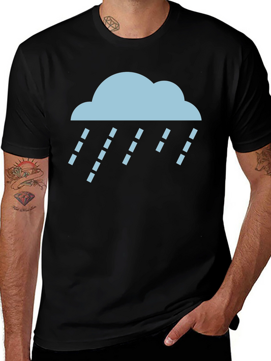 Rain Cloud Graphic Tee - Soft Black Cotton T-Shirt