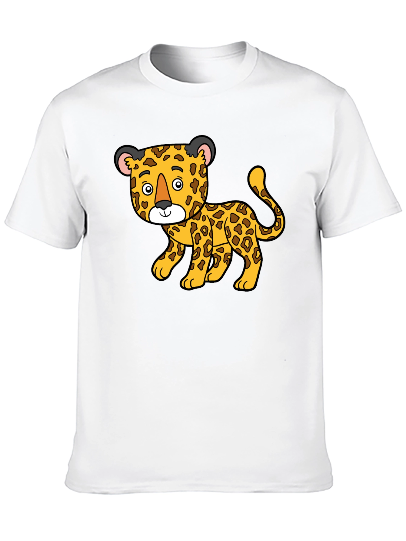 Cartoon Leopard Print Black T-Shirt