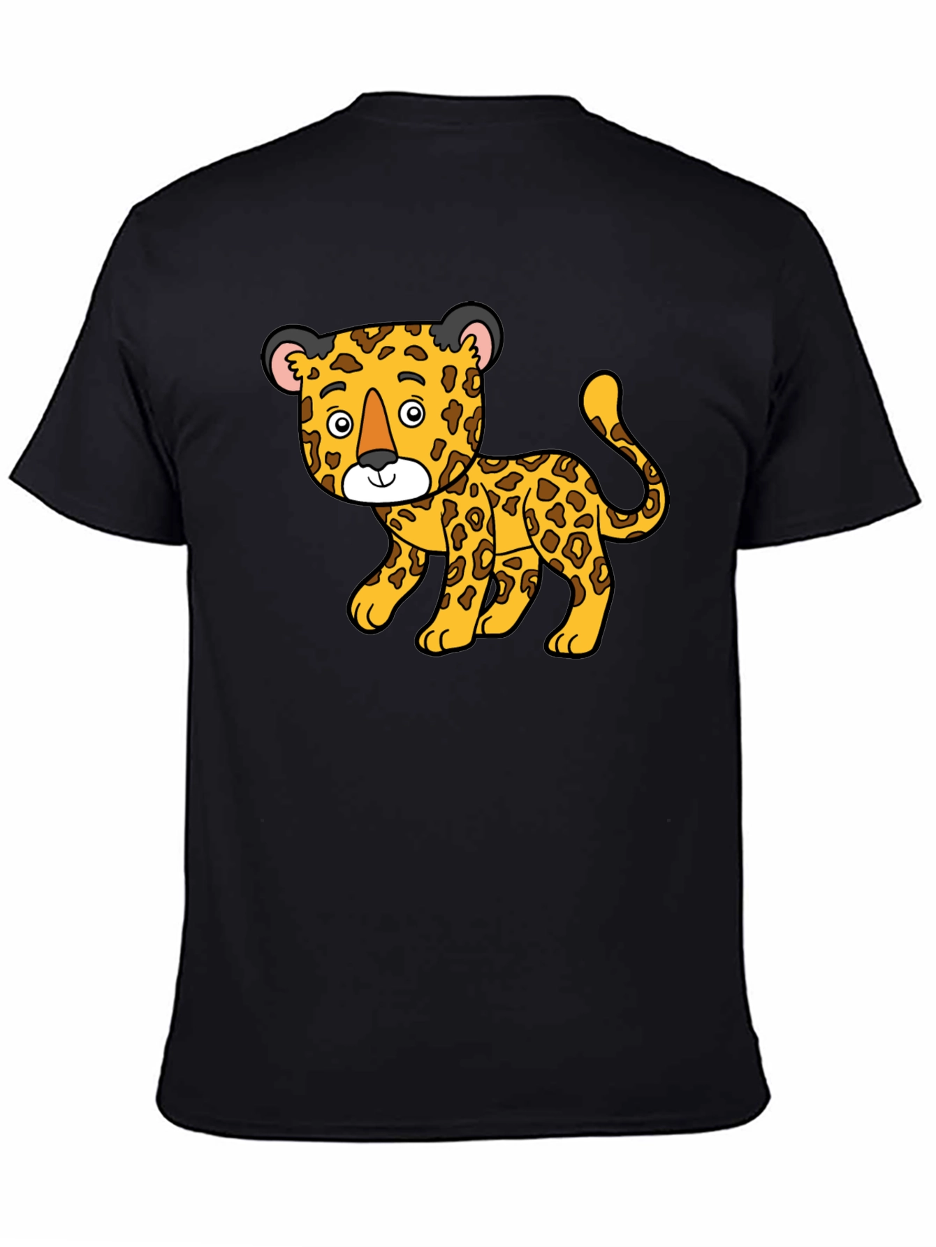 Cartoon Leopard Print Black T-Shirt