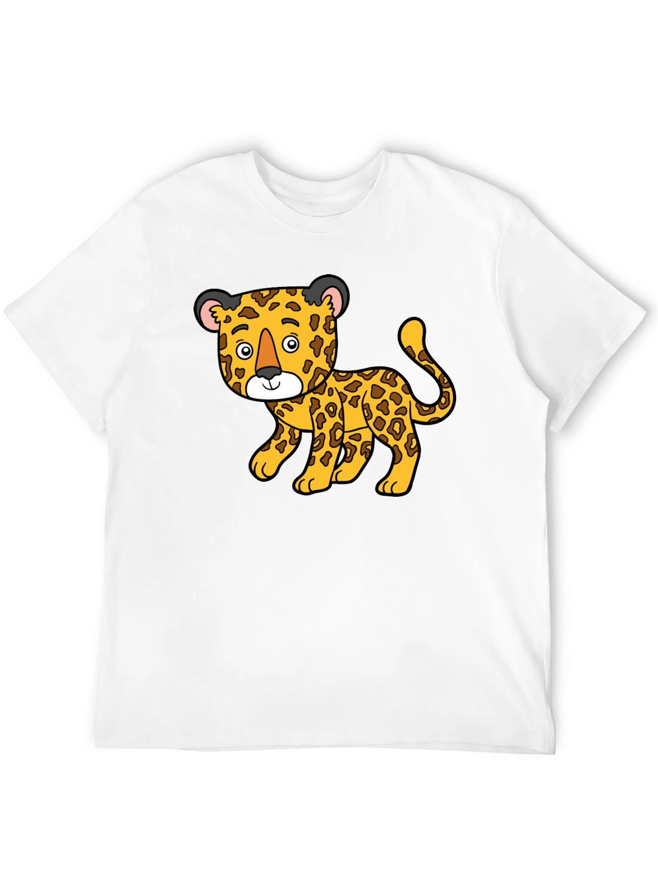 Cartoon Leopard Print Black T-Shirt