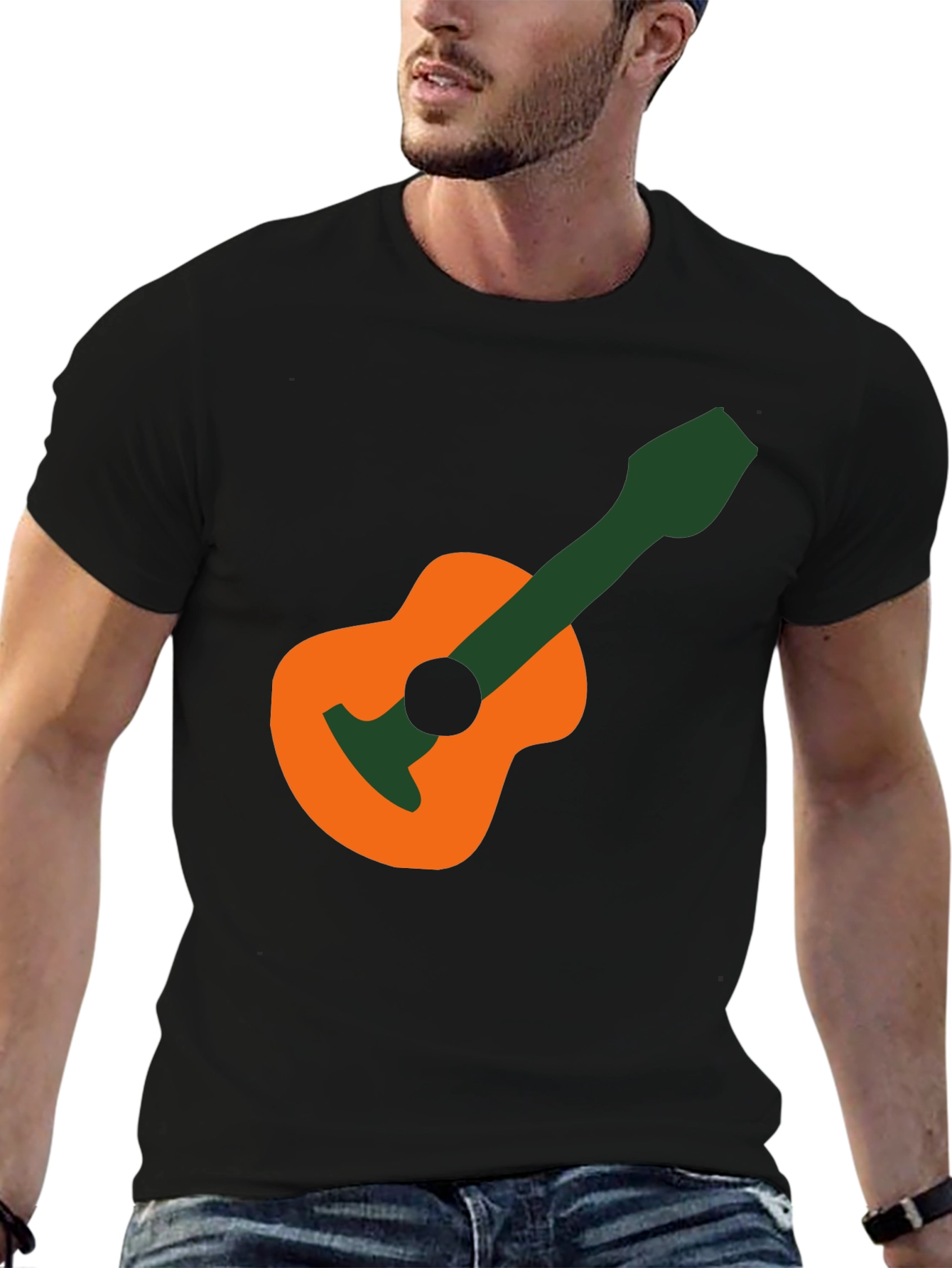 Guitar Graphic T-Shirt - Black Cotton Tee
