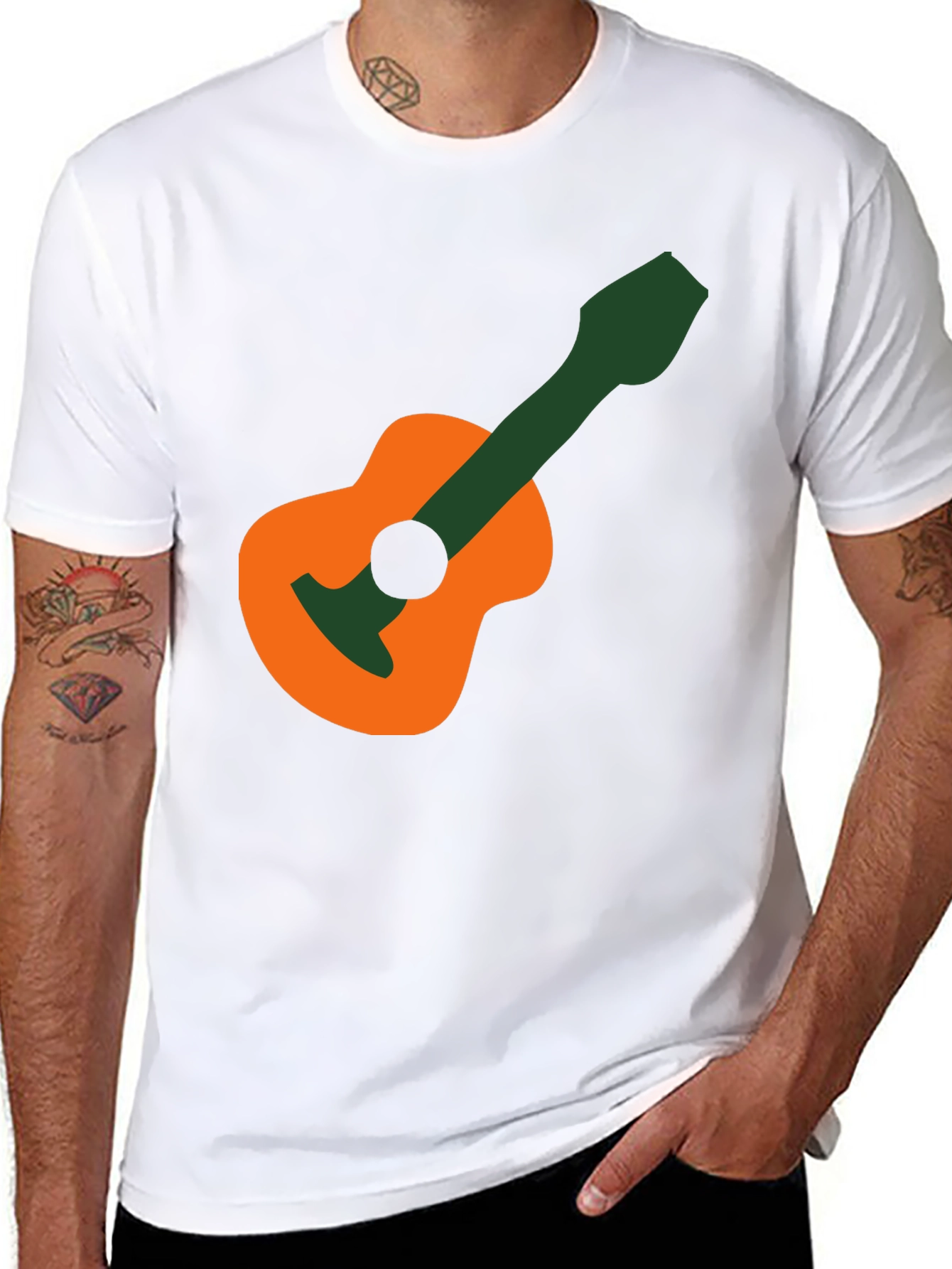 Guitar Graphic T-Shirt - Black Cotton Tee