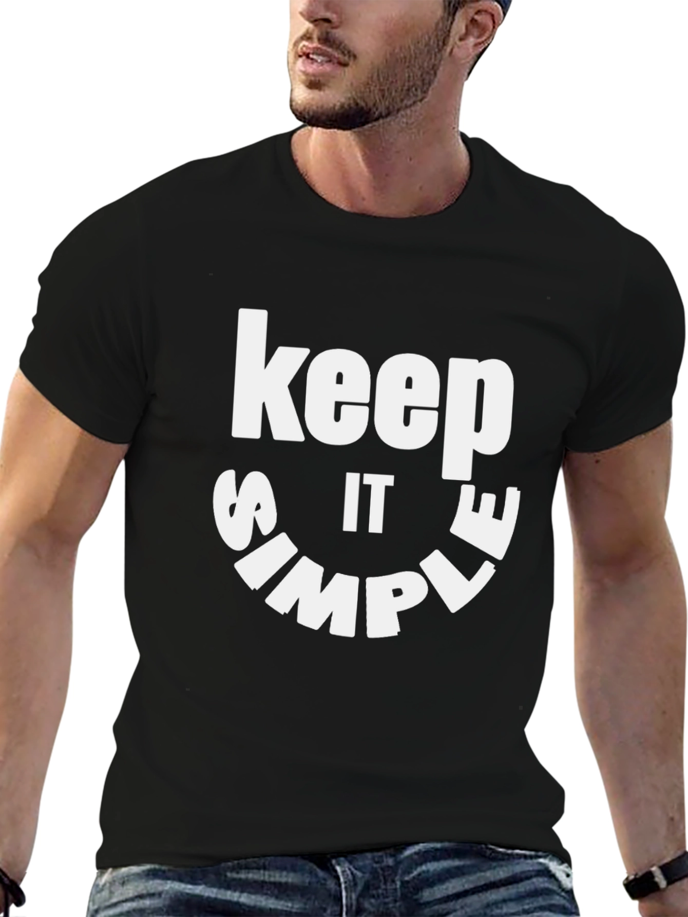 Keep It Simple Black Graphic T-Shirt