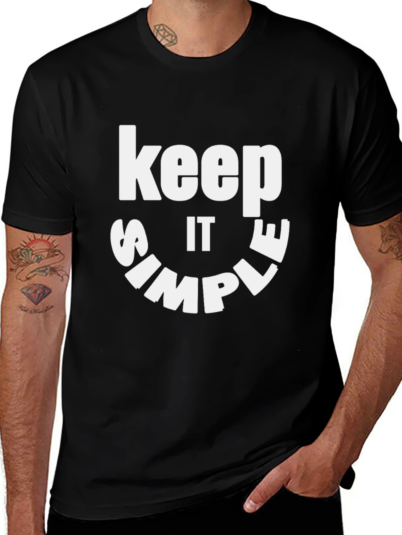 Keep It Simple Black Graphic T-Shirt