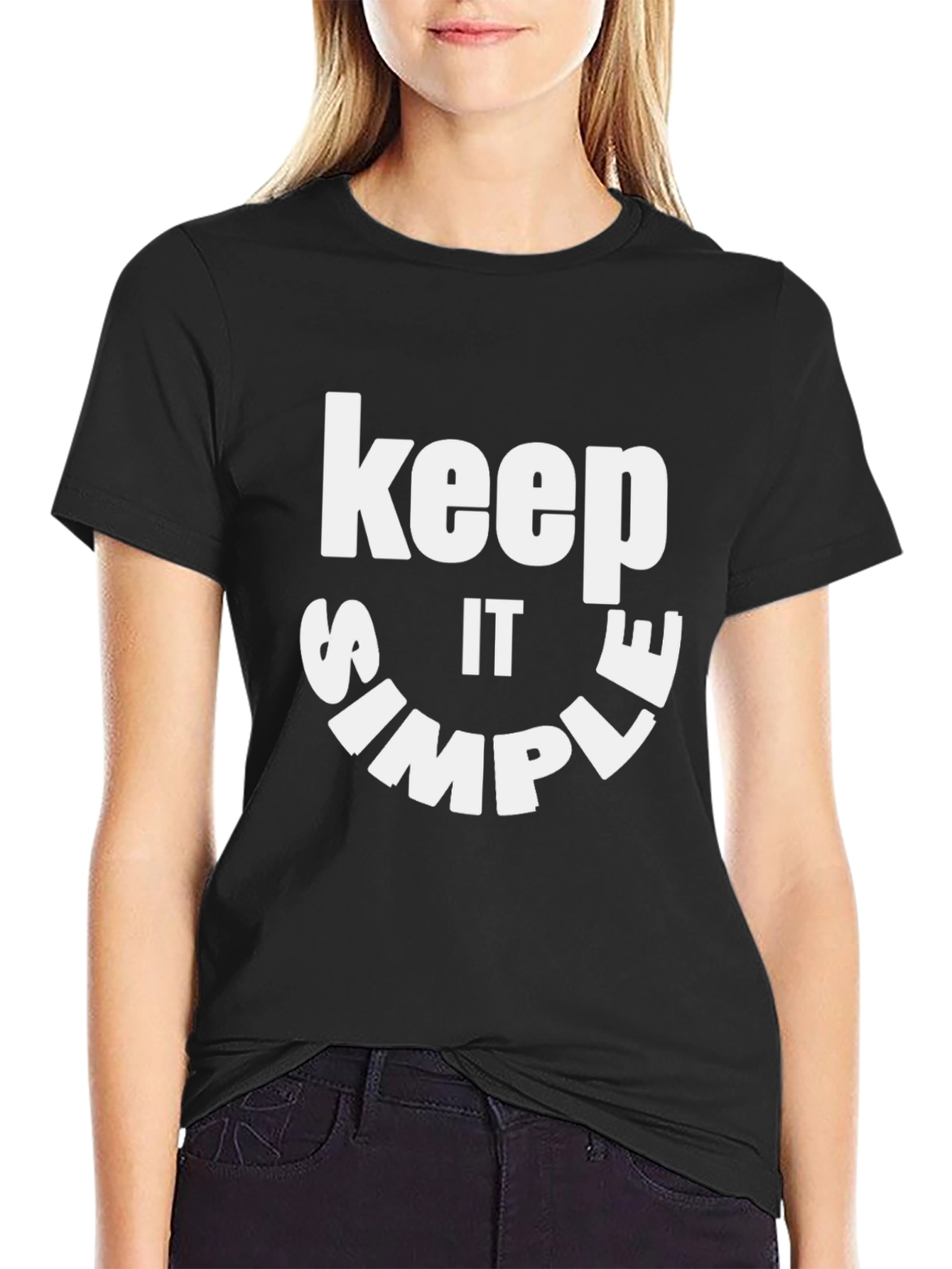 Keep It Simple Black Graphic T-Shirt