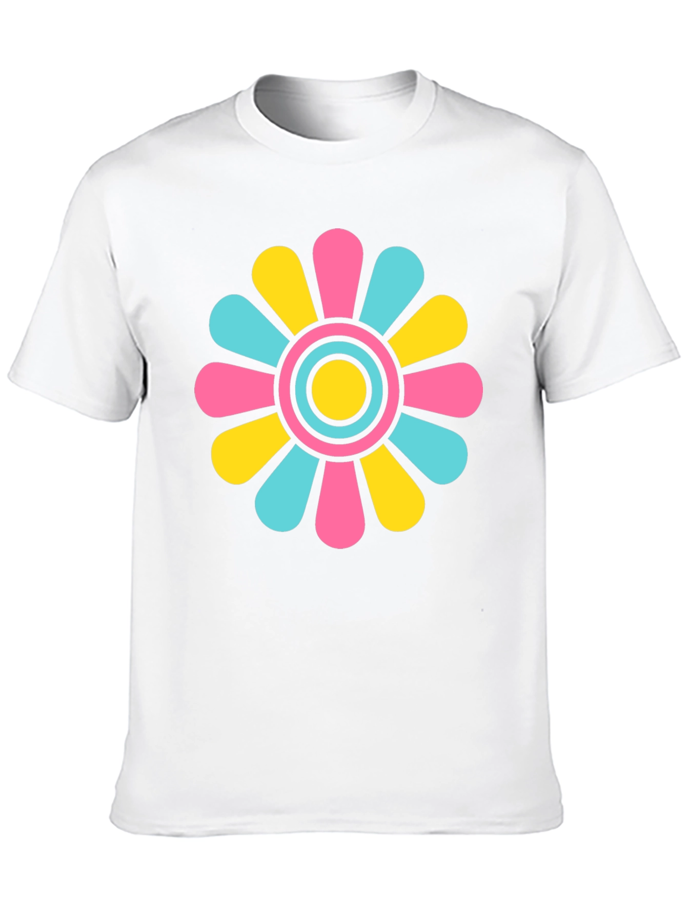 Retro Flower Power T-Shirt - Black Cotton Blend