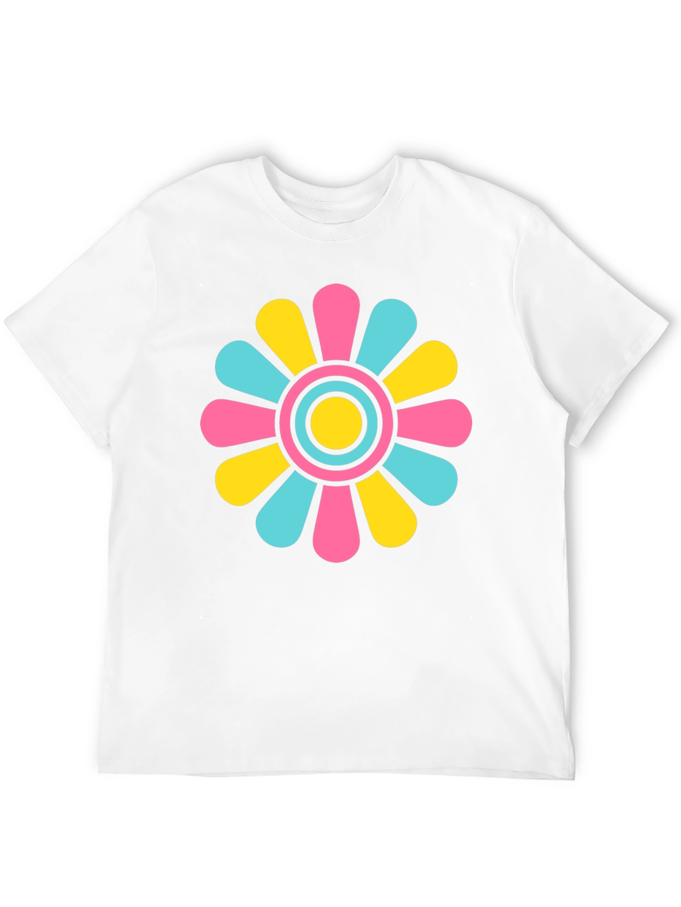 Retro Flower Power T-Shirt - Black Cotton Blend