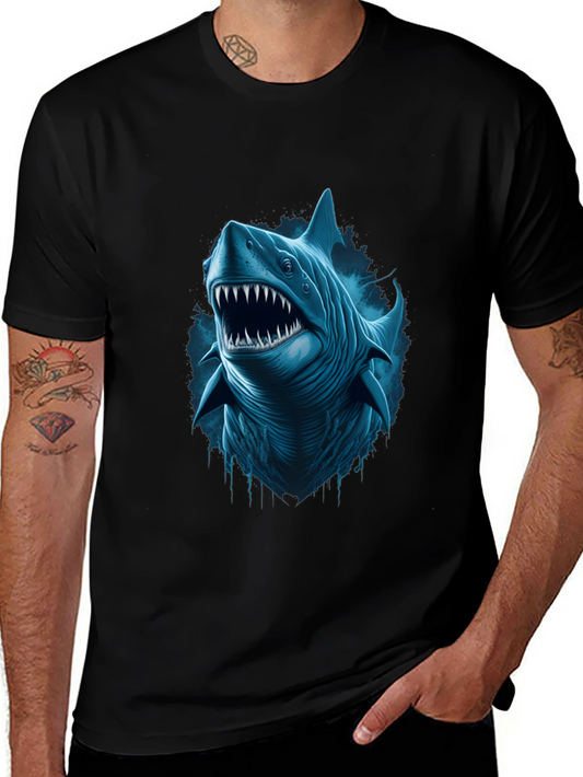 Shark Graphic Tee - Stylish Black T-Shirt for Men