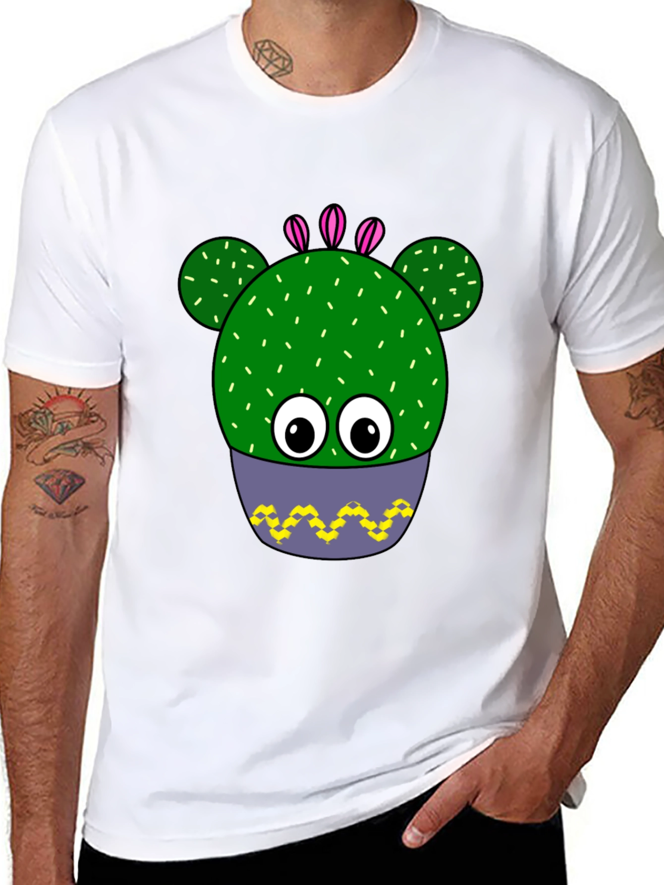 Funny Cactus Plant Graphic Print T-Shirt