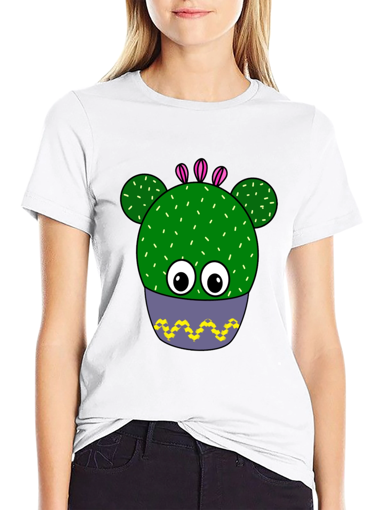 Funny Cactus Plant Graphic Print T-Shirt