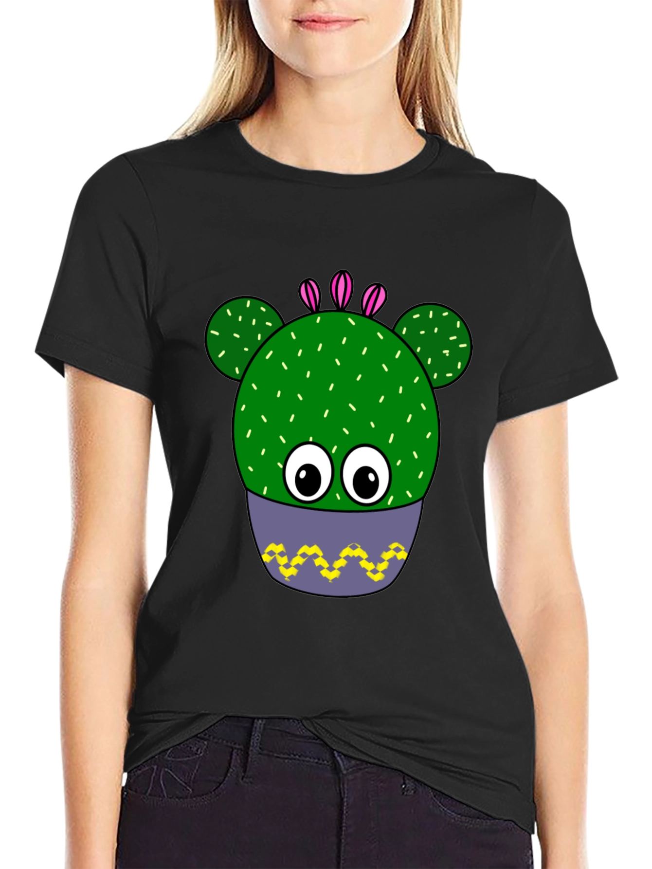 Funny Cactus Plant Graphic Print T-Shirt