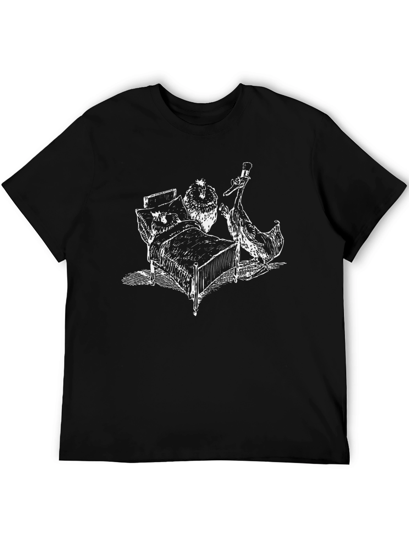 Quirky Chicken in Bed Graphic T-Shirt