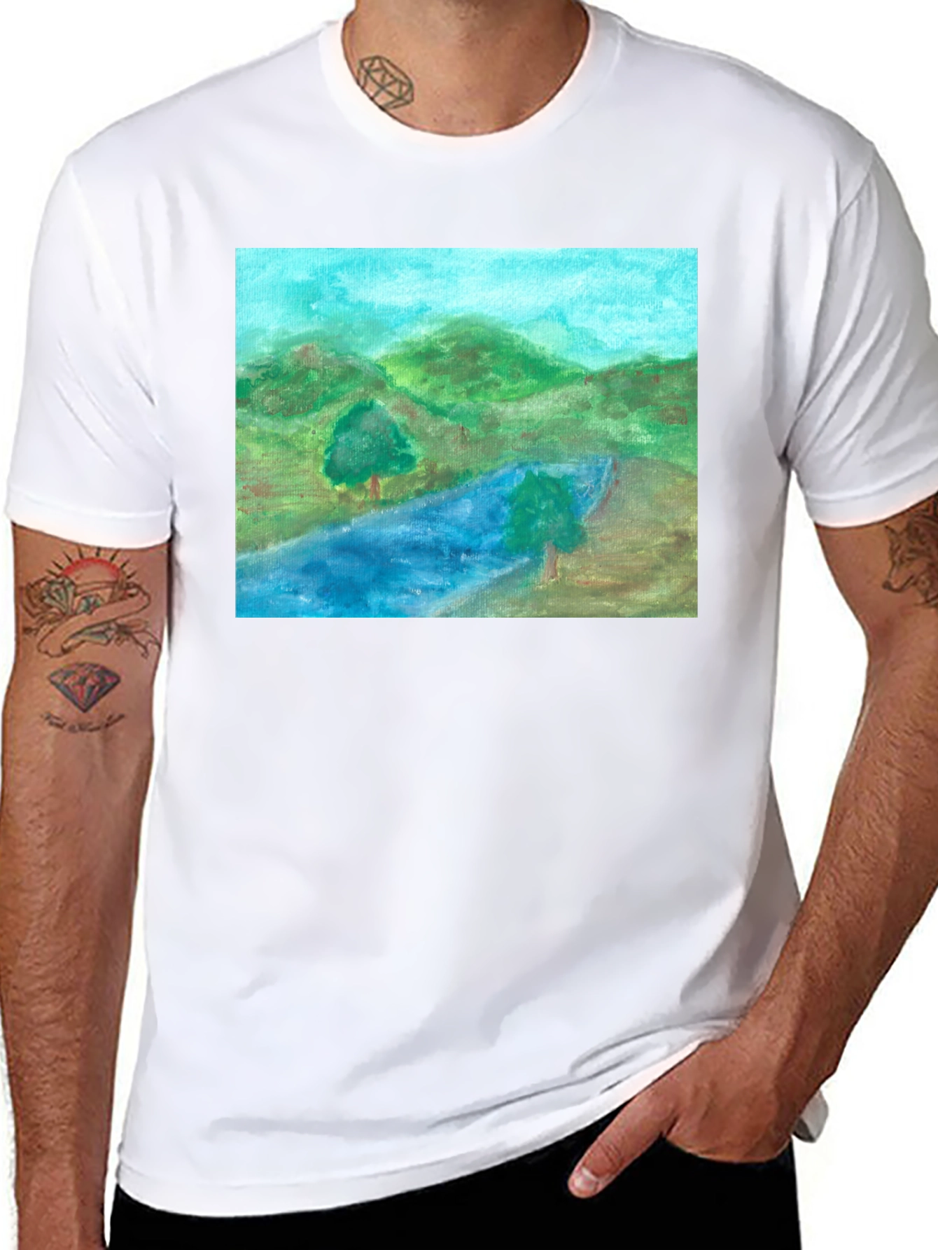 Nature River Scene Graphic Tee