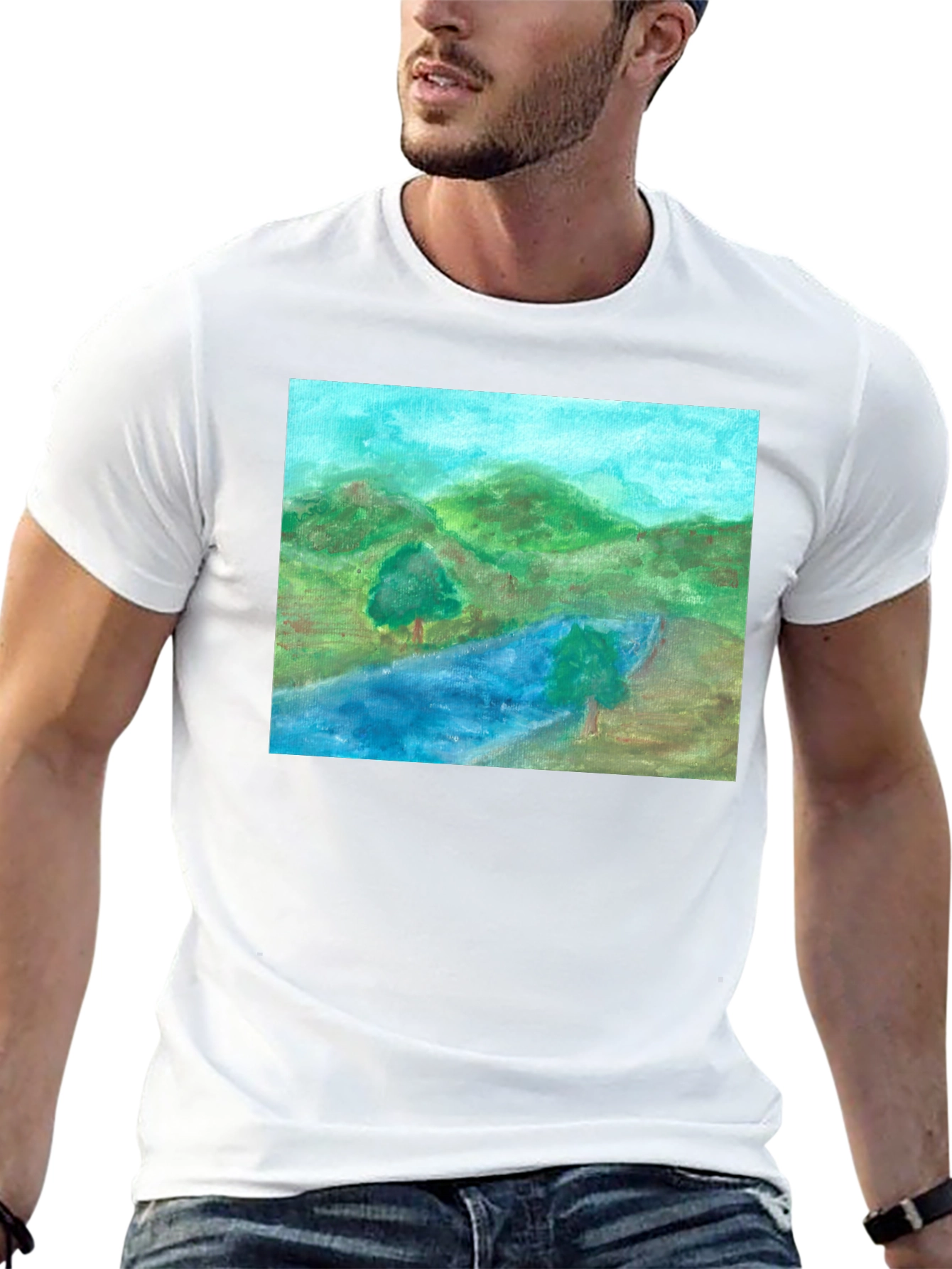 Nature River Scene Graphic Tee