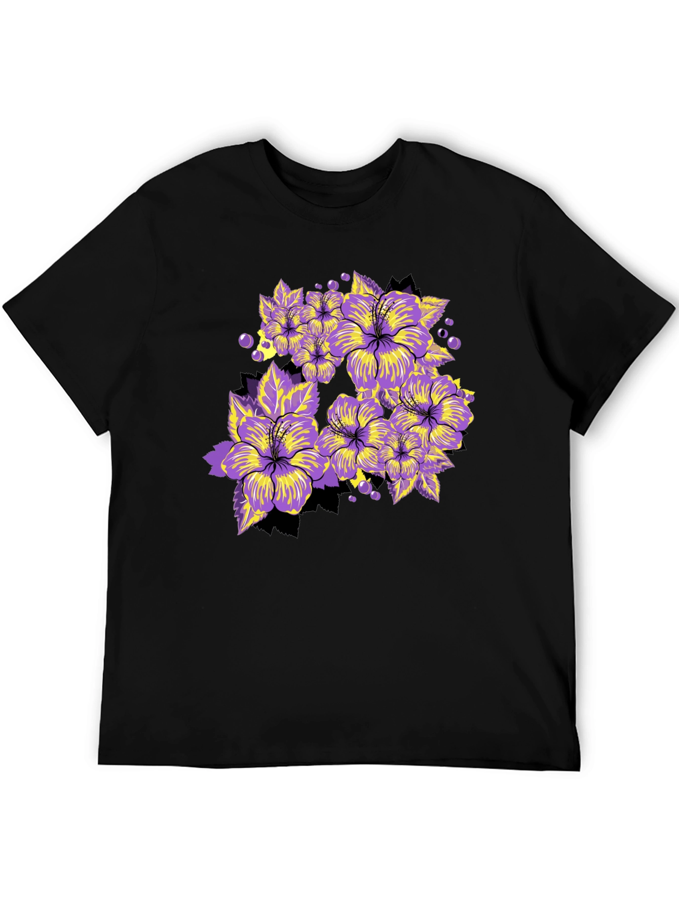 Floral Graphic Tee - Bold Purple Hibiscus Print