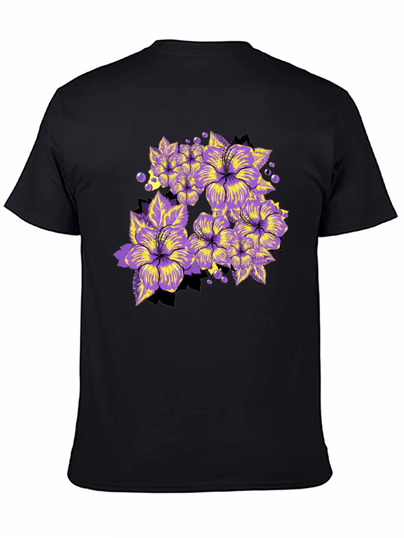 Floral Graphic Tee - Bold Purple Hibiscus Print