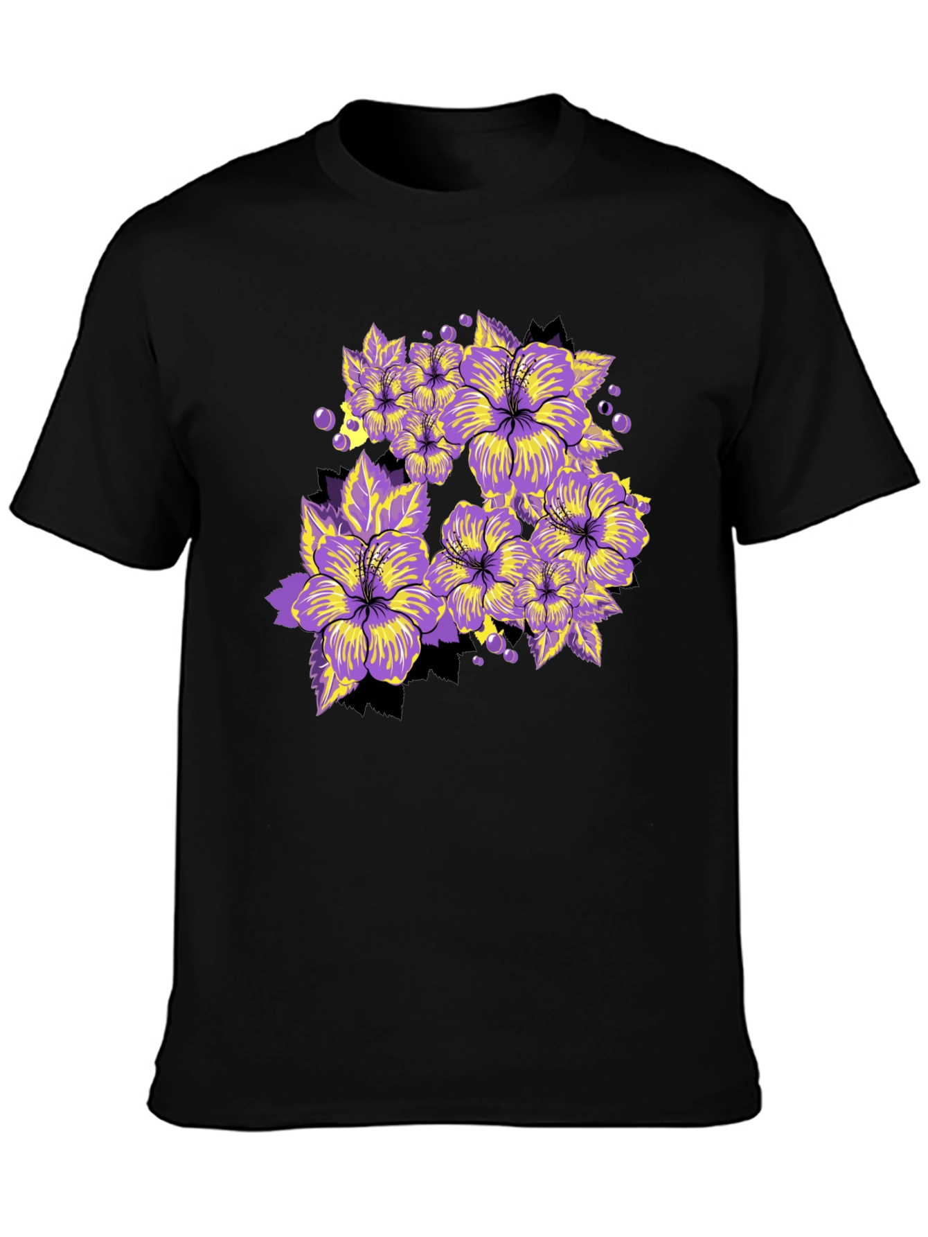 Floral Graphic Tee - Bold Purple Hibiscus Print