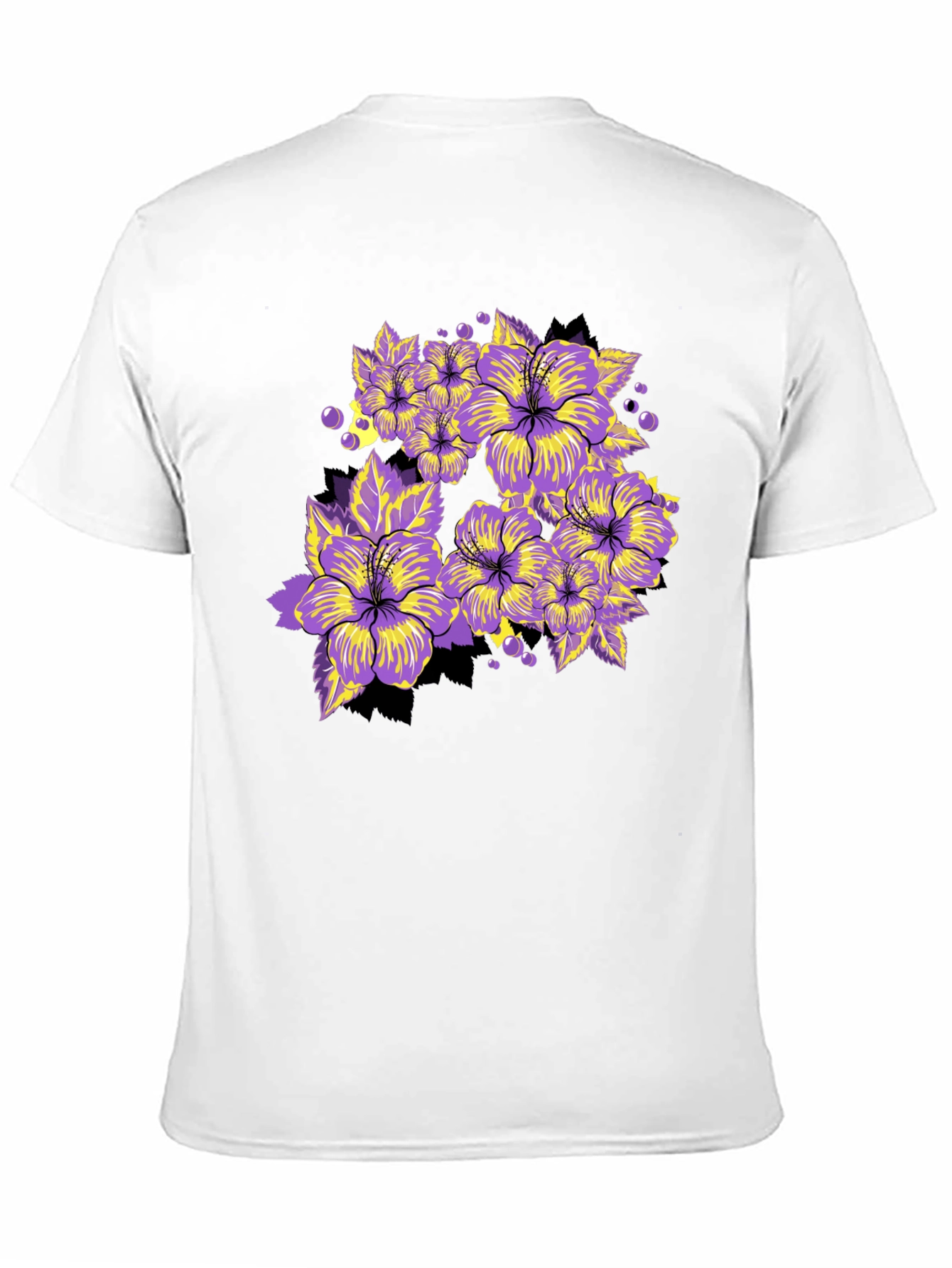 Floral Graphic Tee - Bold Purple Hibiscus Print