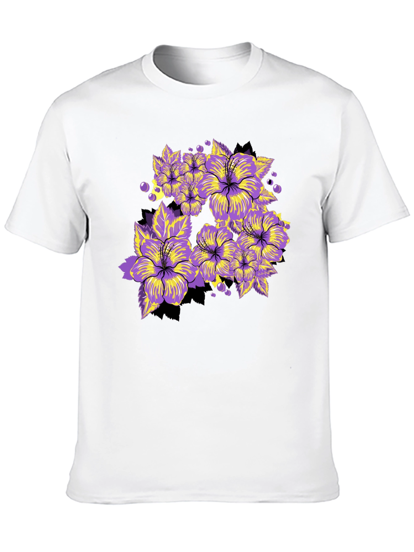 Floral Graphic Tee - Bold Purple Hibiscus Print